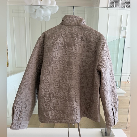 New Armani Exchange Beige Quilted Unisex Jacket Sz L - Picture 8 of 11